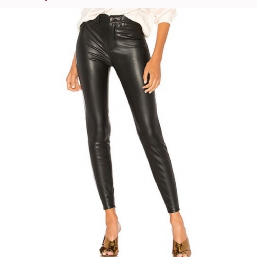 Free People Vegan Leather Long and Lean High Rise Pants Size 24